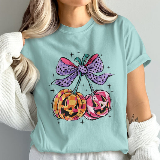Cute Two Pumpkins with Polka Dot Bow T-shirt product type