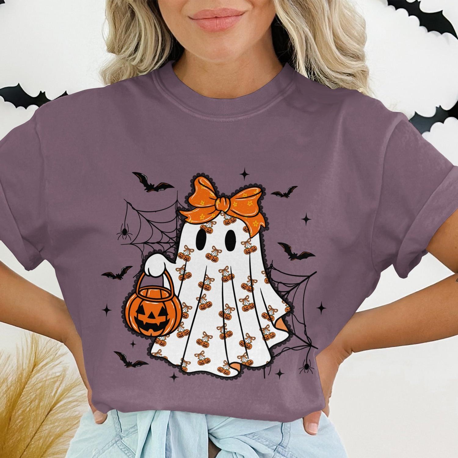 Halloween Ghost and Bats Graphic Women's Shirt product
