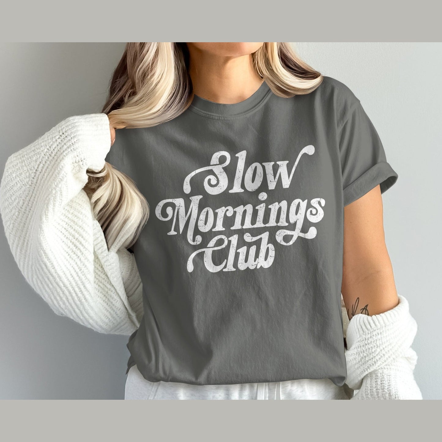Slow Mornings Club Casual Tee Shirt product type