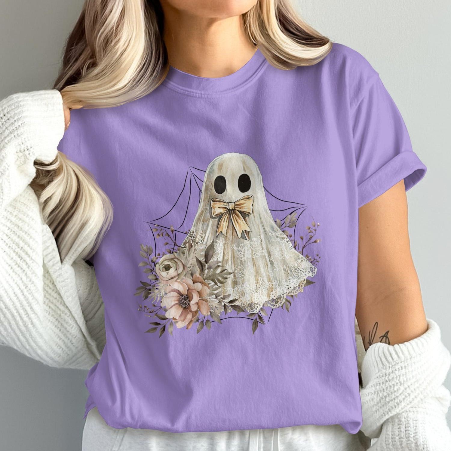 Adorable Ghost and Flowers Purple Shirt product