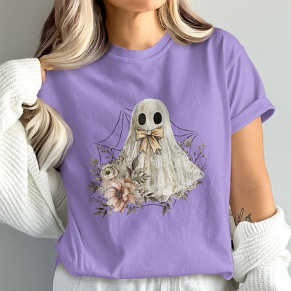 Adorable Ghost and Flowers Purple Shirt product