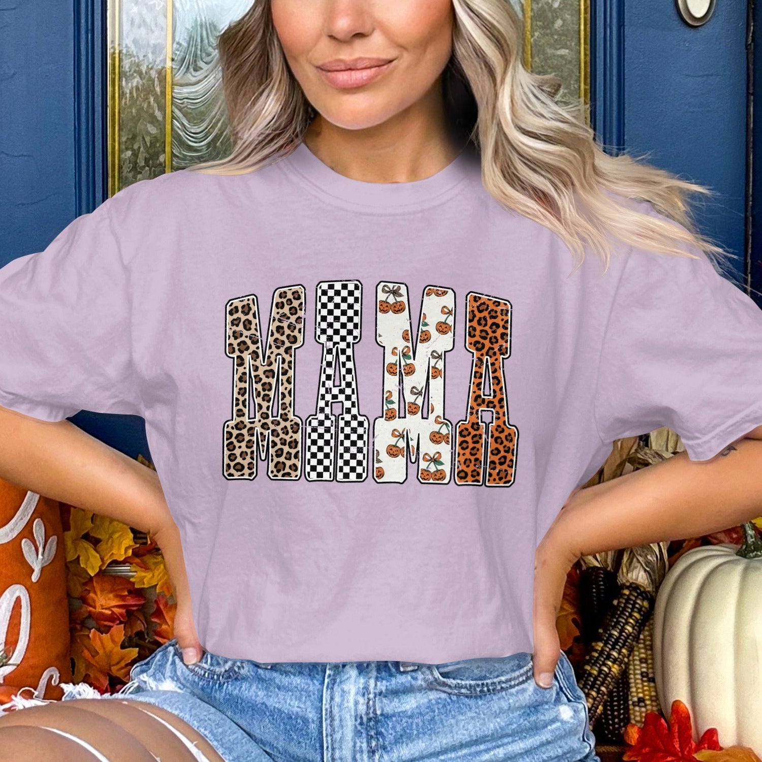 Stylish Fall Themed Mama Graphic T-Shirt product type