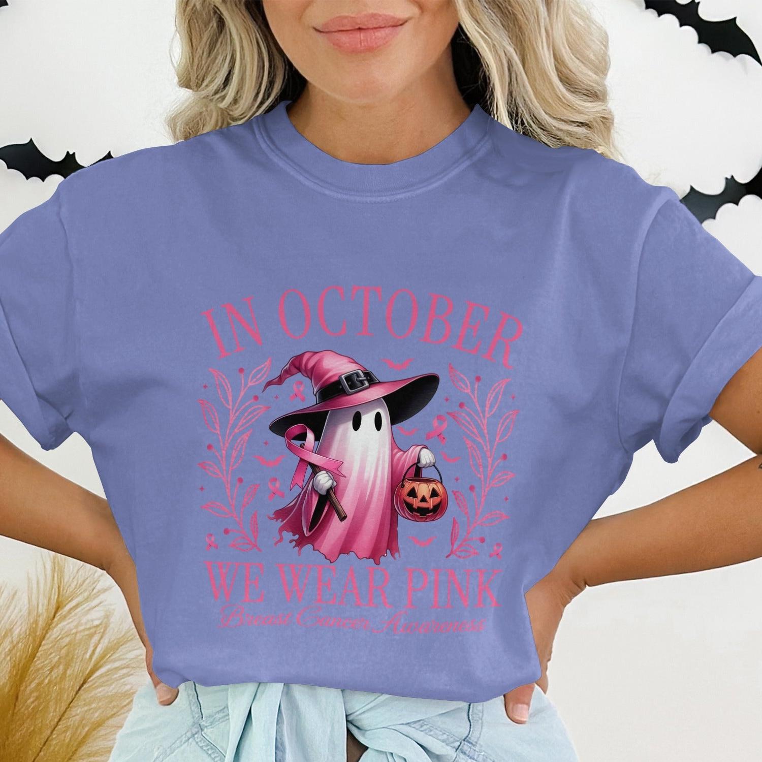 In October We Wear Pink Halloween Ghost T-Shirt product