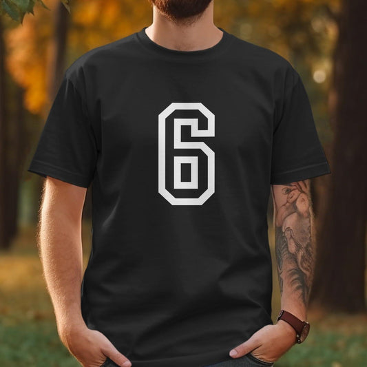 Bold Number 6 Design Black Shirt product type