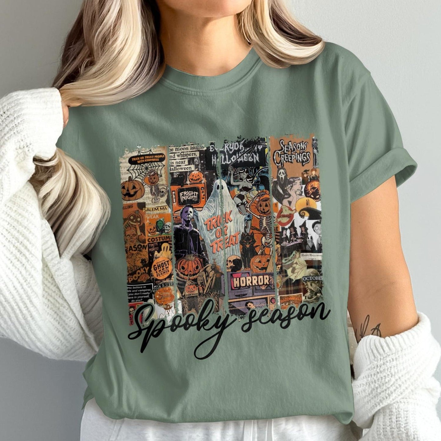 Spooky Season Collage Graphic Tee Shirt product type