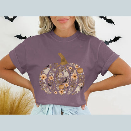 Halloween Pumpkin Floral Design T-Shirt product