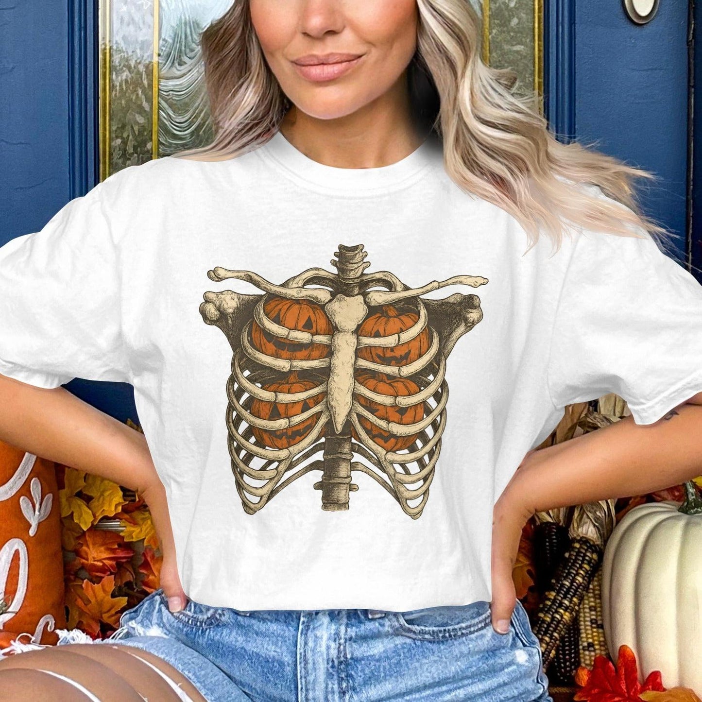 Ribcage With Pumpkins Halloween Shirt product type