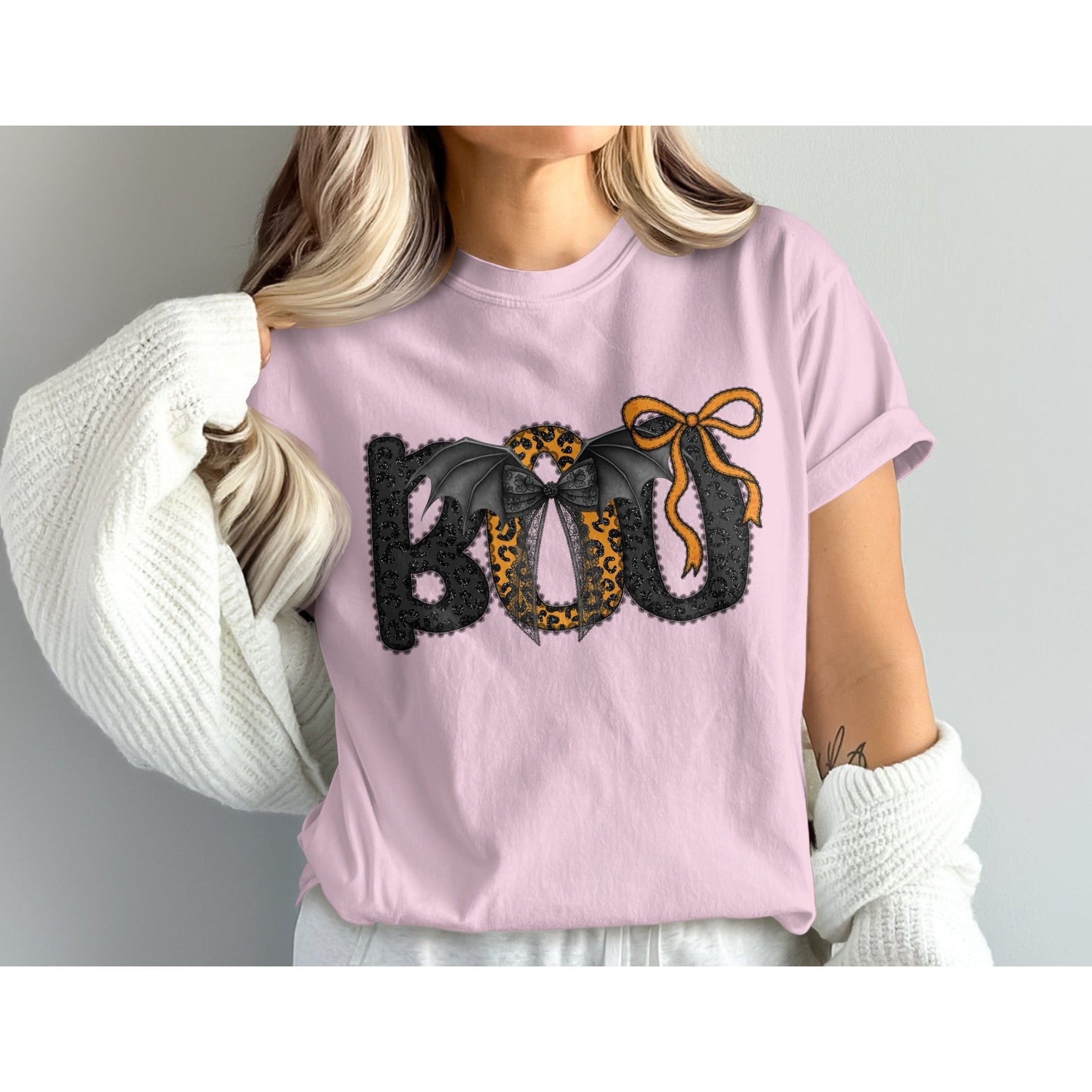 Spooky Boo Graphic Tee with Bat Halloween product