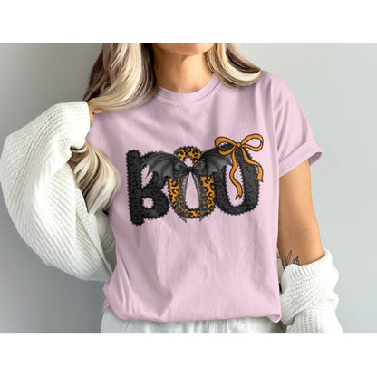 Spooky Boo Graphic Tee with Bat Halloween product