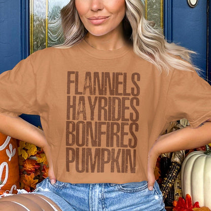 Flannels Hayrides Bonfires Pumpkin T-shirt product type