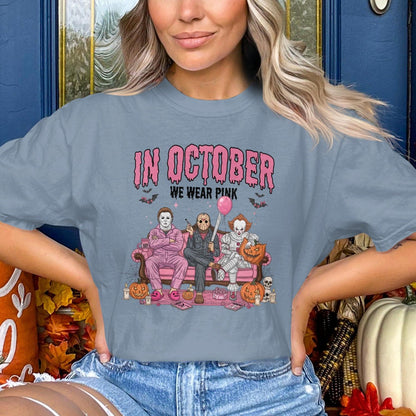 In October We Wear Pink Halloween Shirt product
