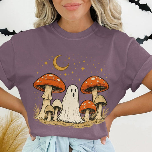 Cute Ghost and Mushrooms Graphic T-Shirt product