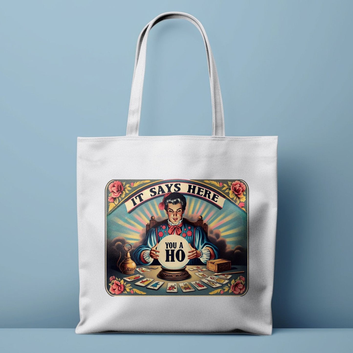 Vintage Fortune Teller Tote Bag, Funny Psychic Humor Tote, Retro Tarot Card Reader, Hilarious Psychic Gift, Unique Tote Bag