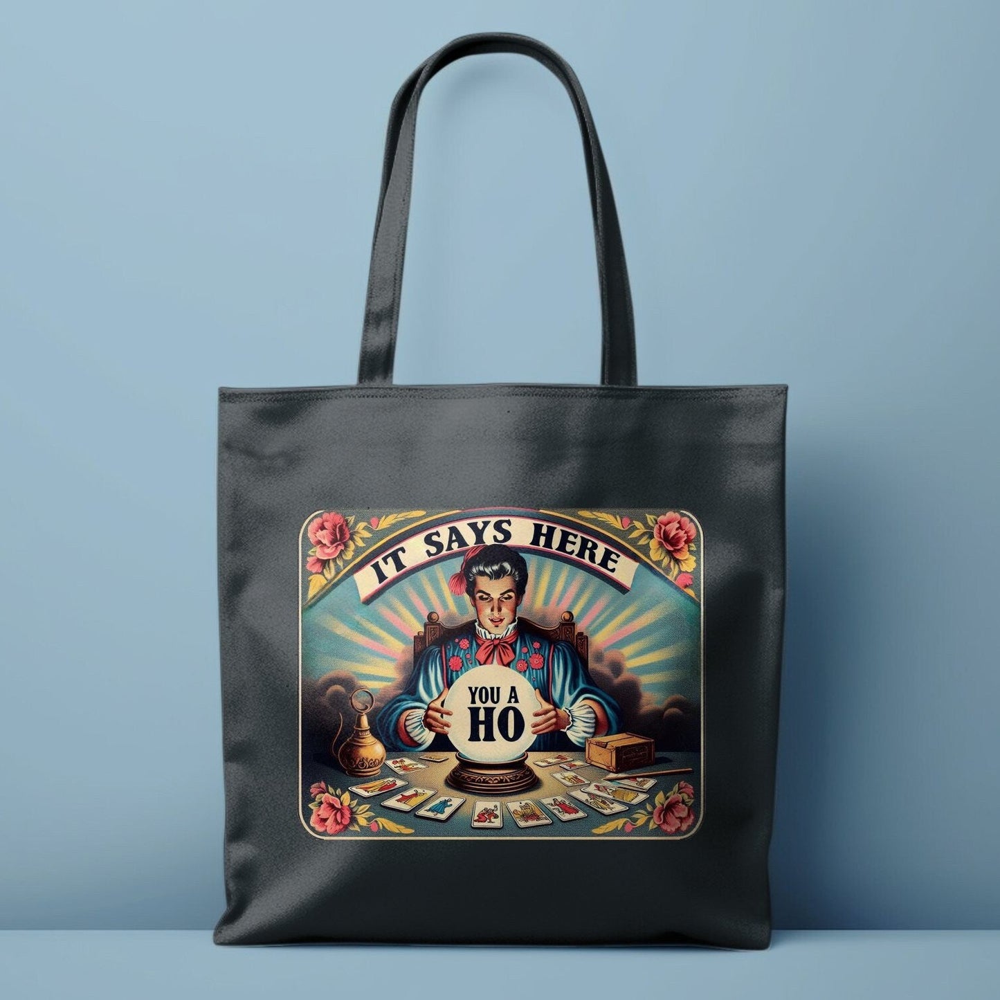 Vintage Fortune Teller Tote Bag, Funny Psychic Humor Tote, Retro Tarot Card Reader, Hilarious Psychic Gift, Unique Tote Bag