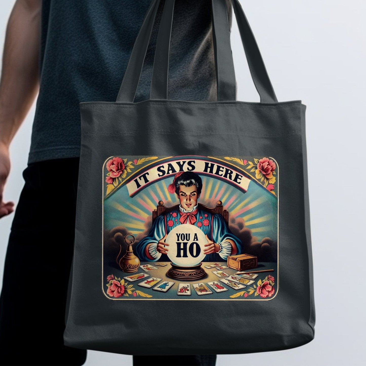Vintage Fortune Teller Tote Bag, Funny Psychic Humor Tote, Retro Tarot Card Reader, Hilarious Psychic Gift, Unique Tote Bag