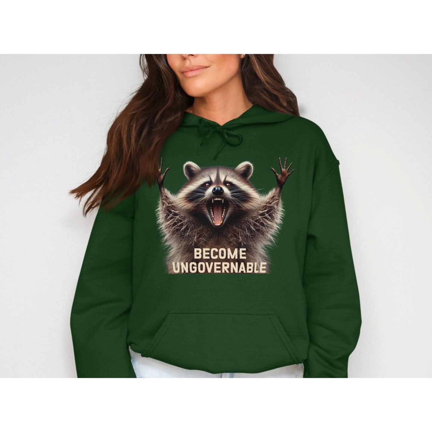 Become Ungovernable Funny Raccoon Graphic Hoodies