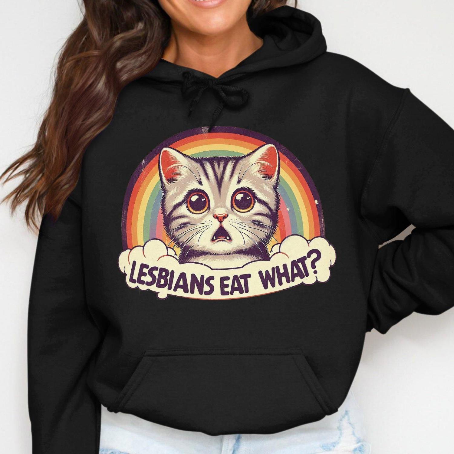 Funny Cat Lesbians Eat What Adult Humor Hoodies