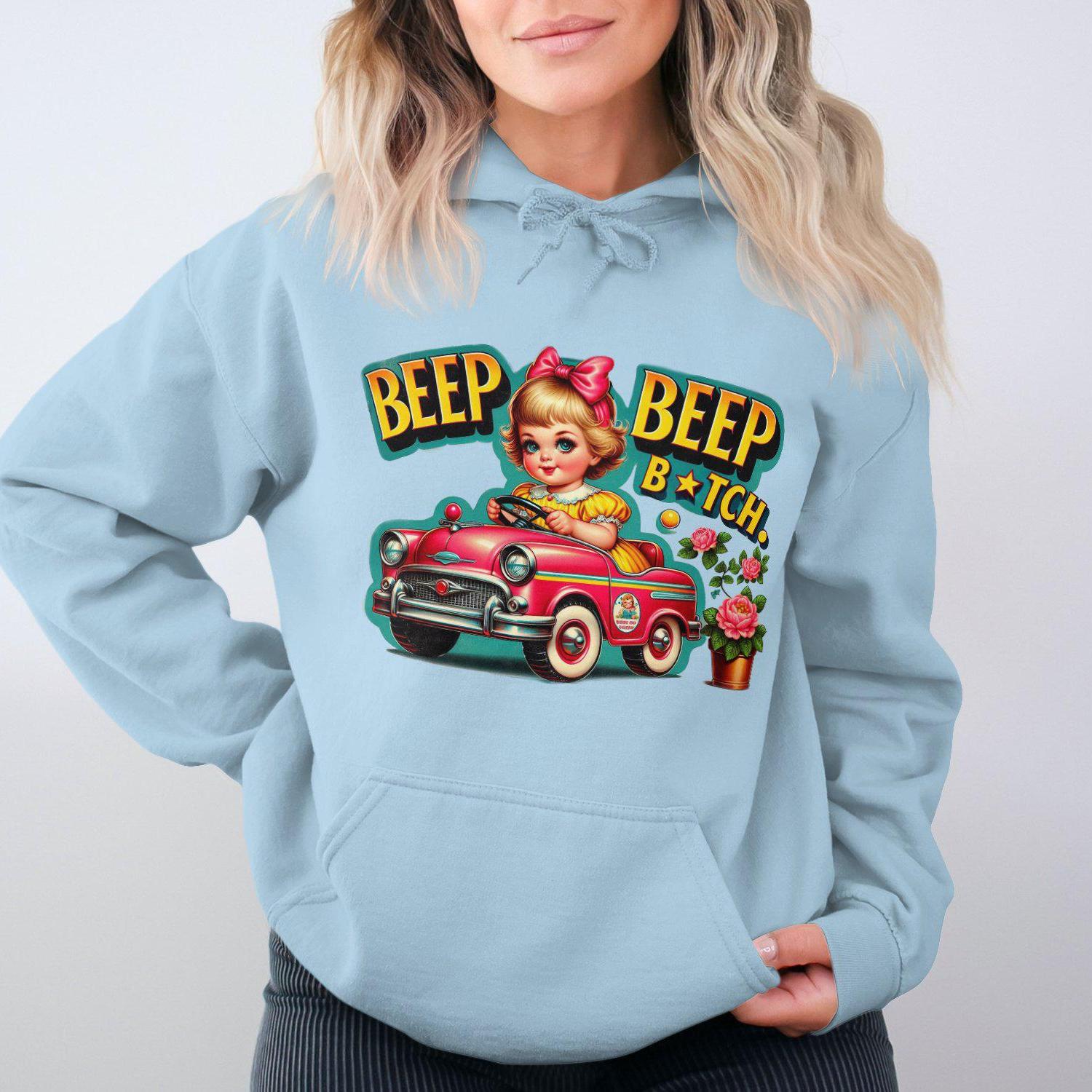 Vintage Cartoon Girl Car Ride Adult Humor Hoodies