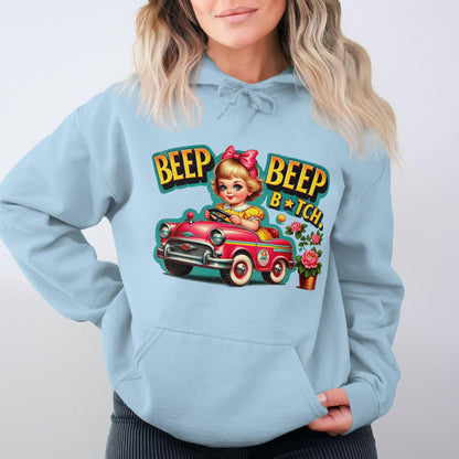 Vintage Cartoon Girl Car Ride Adult Humor Hoodies