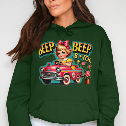 Vintage Cartoon Girl Car Ride Adult Humor Hoodies