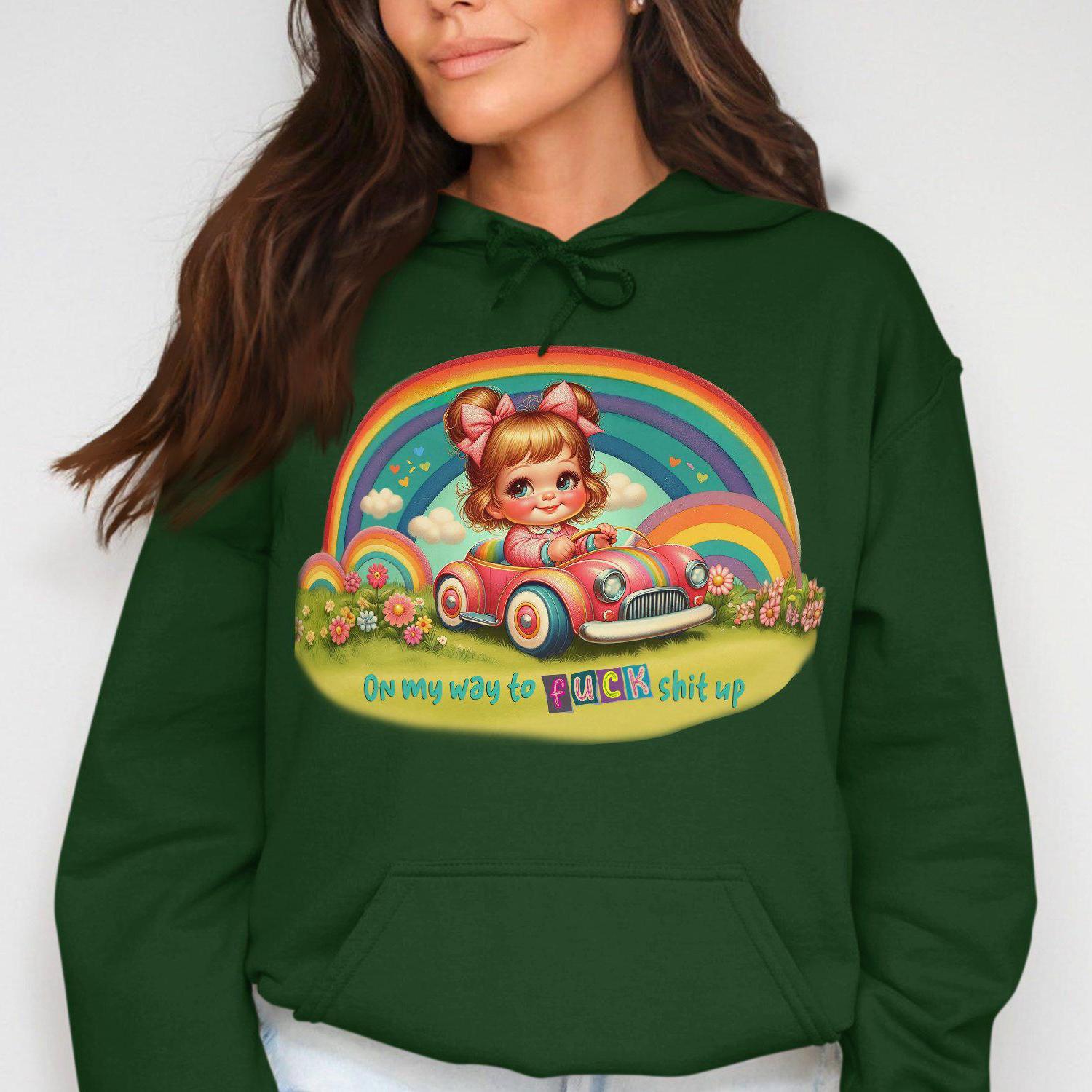 On My Way to F**k Shit Up Cute Cartoon Hoodies