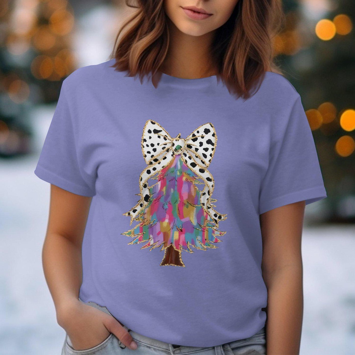Vibrant Artistic Christmas Tree Design Comfort Colors T-Shirts