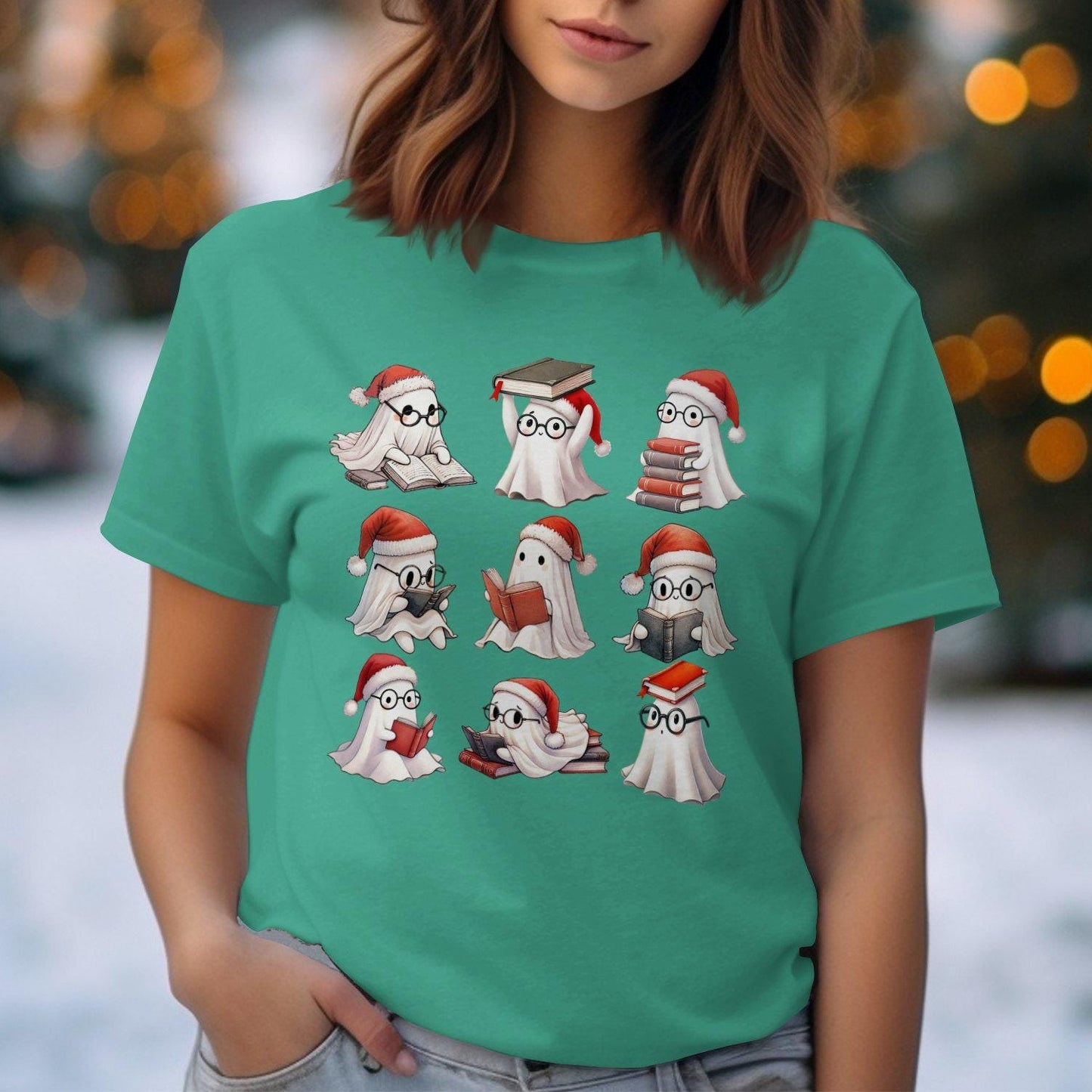 Cute Festive Ghosts Reading Books Comfort Colors T-Shirts