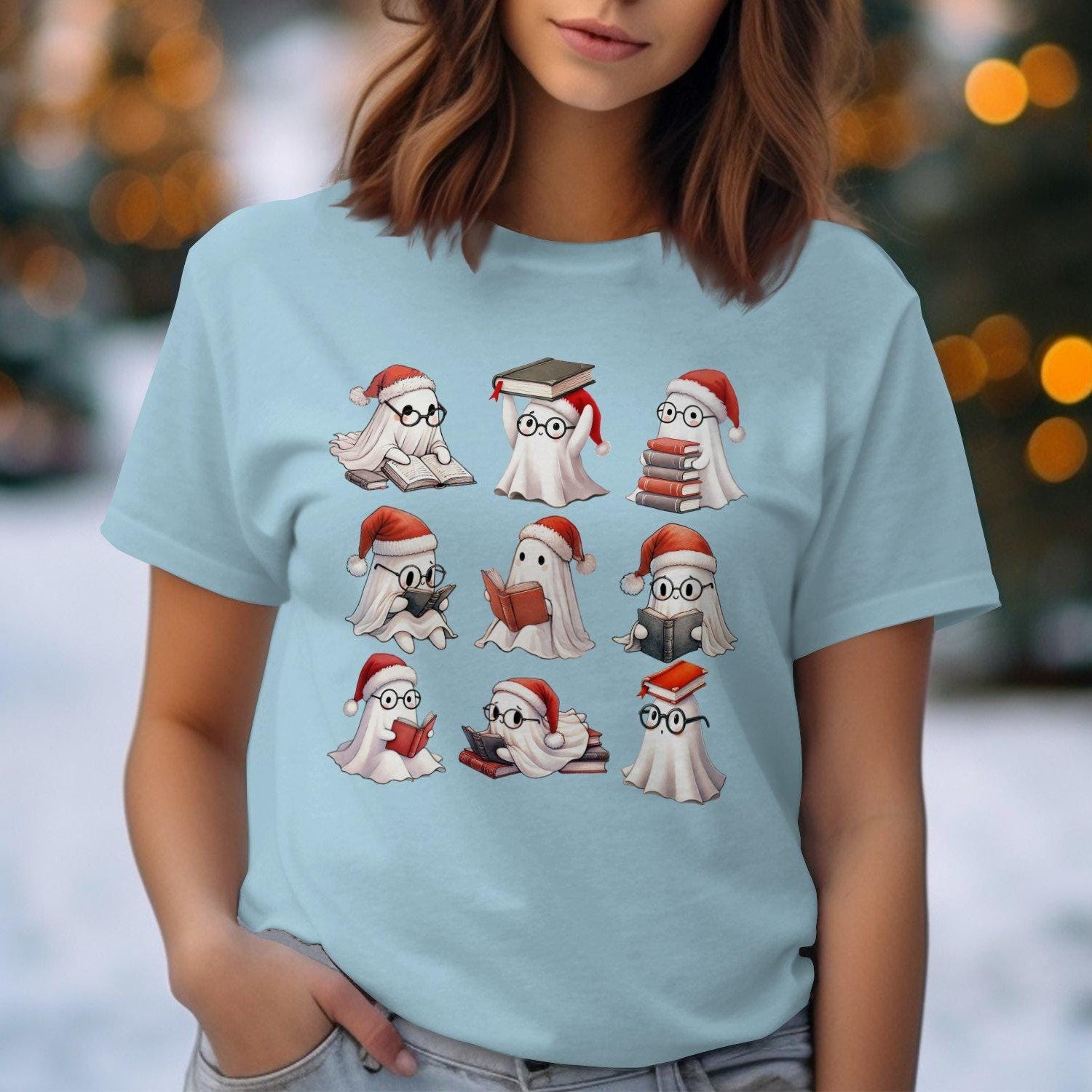 Cute Festive Ghosts Reading Books Comfort Colors T-Shirts