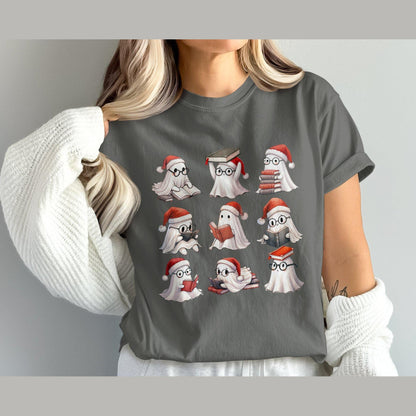 Cute Festive Ghosts Reading Books Comfort Colors T-Shirts