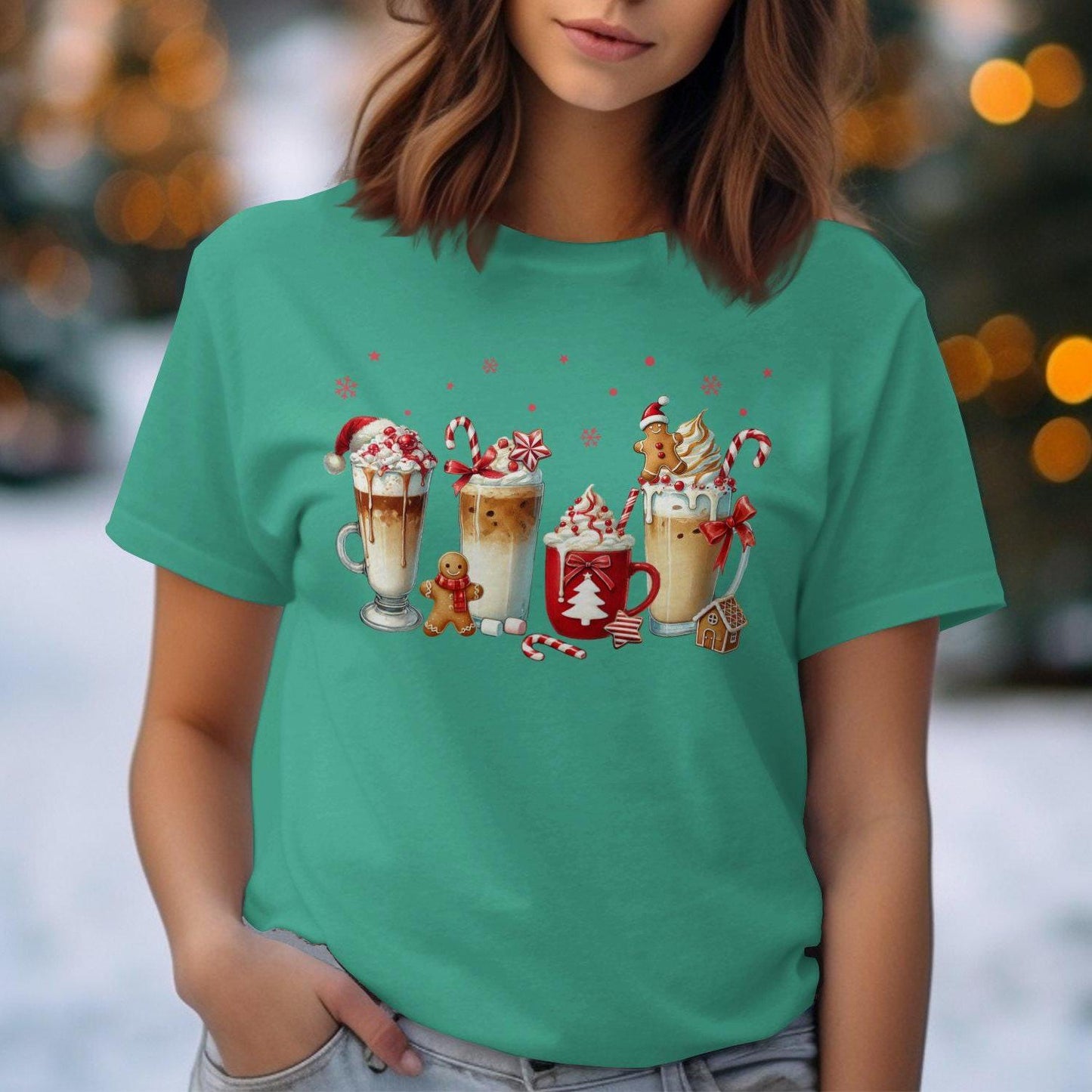 Christmas Coffee and Gingerbread Design Comfort Colors T-Shirts