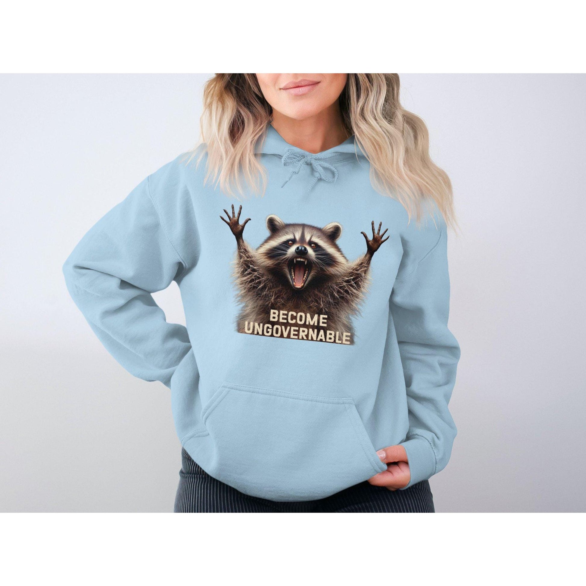 Become Ungovernable Funny Raccoon Graphic Hoodies