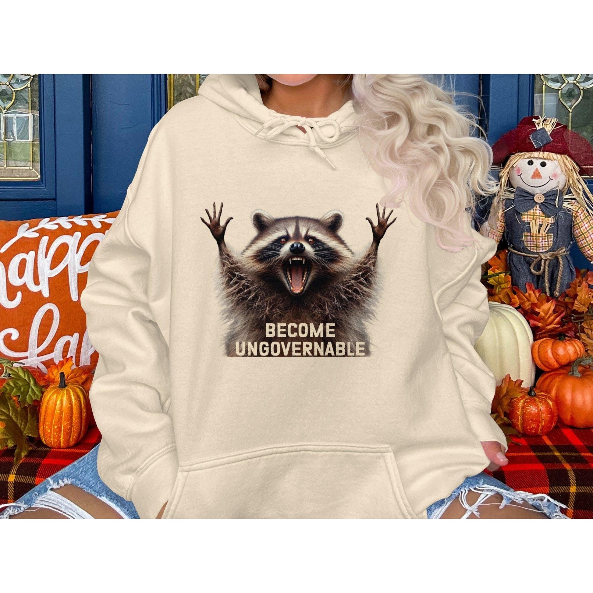 Become Ungovernable Funny Raccoon Graphic Hoodies