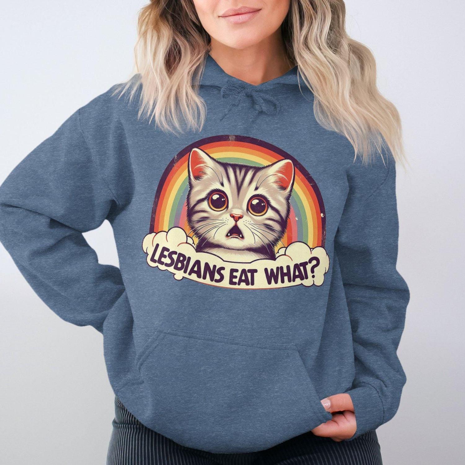 Funny Cat Lesbians Eat What Adult Humor Hoodies