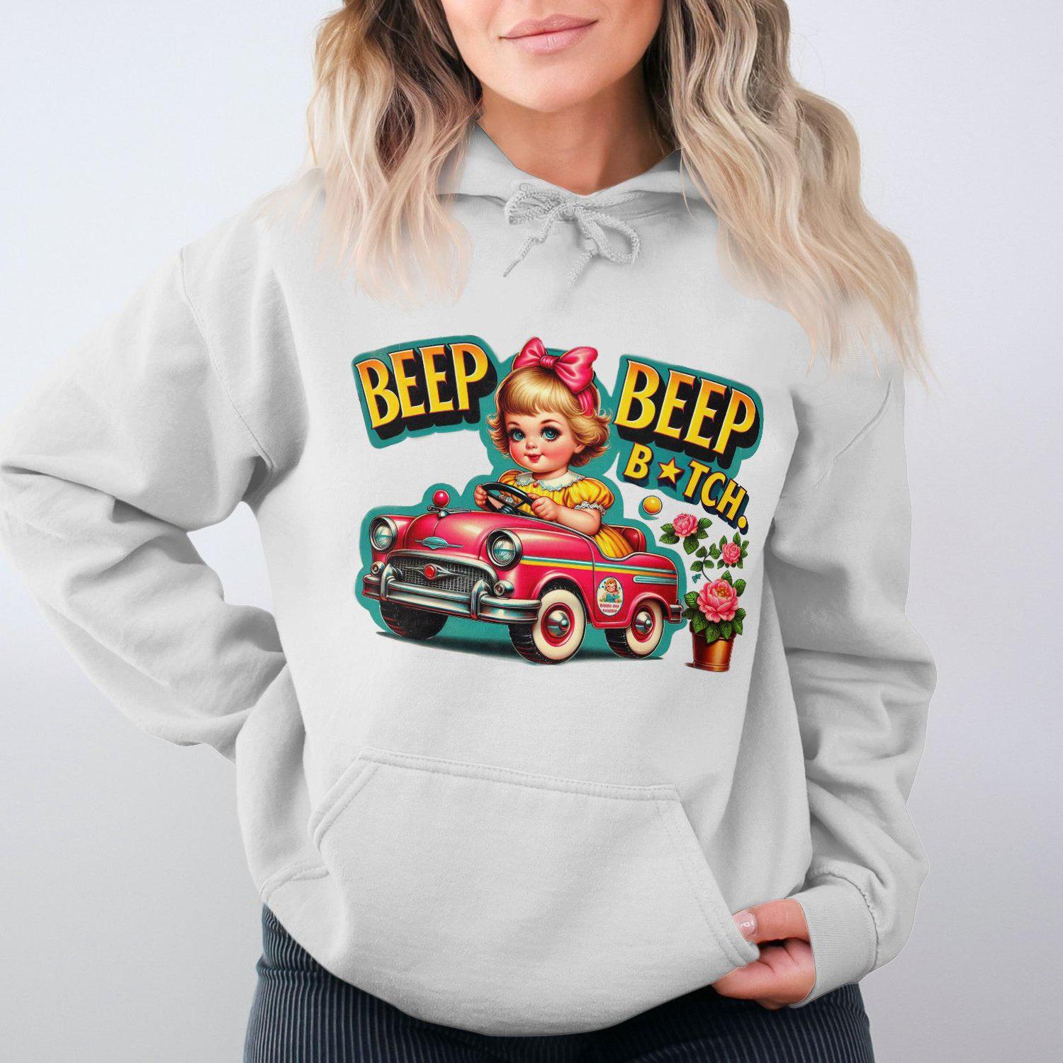 Vintage Cartoon Girl Car Ride Adult Humor Hoodies