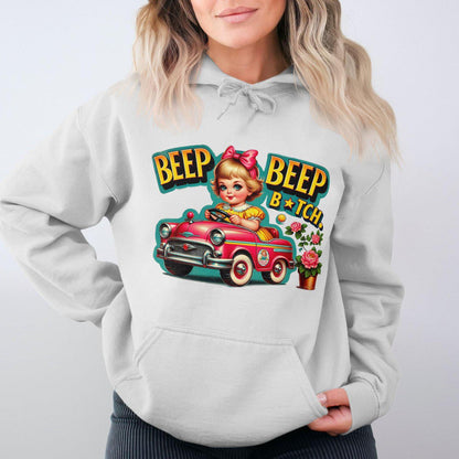 Vintage Cartoon Girl Car Ride Adult Humor Hoodies