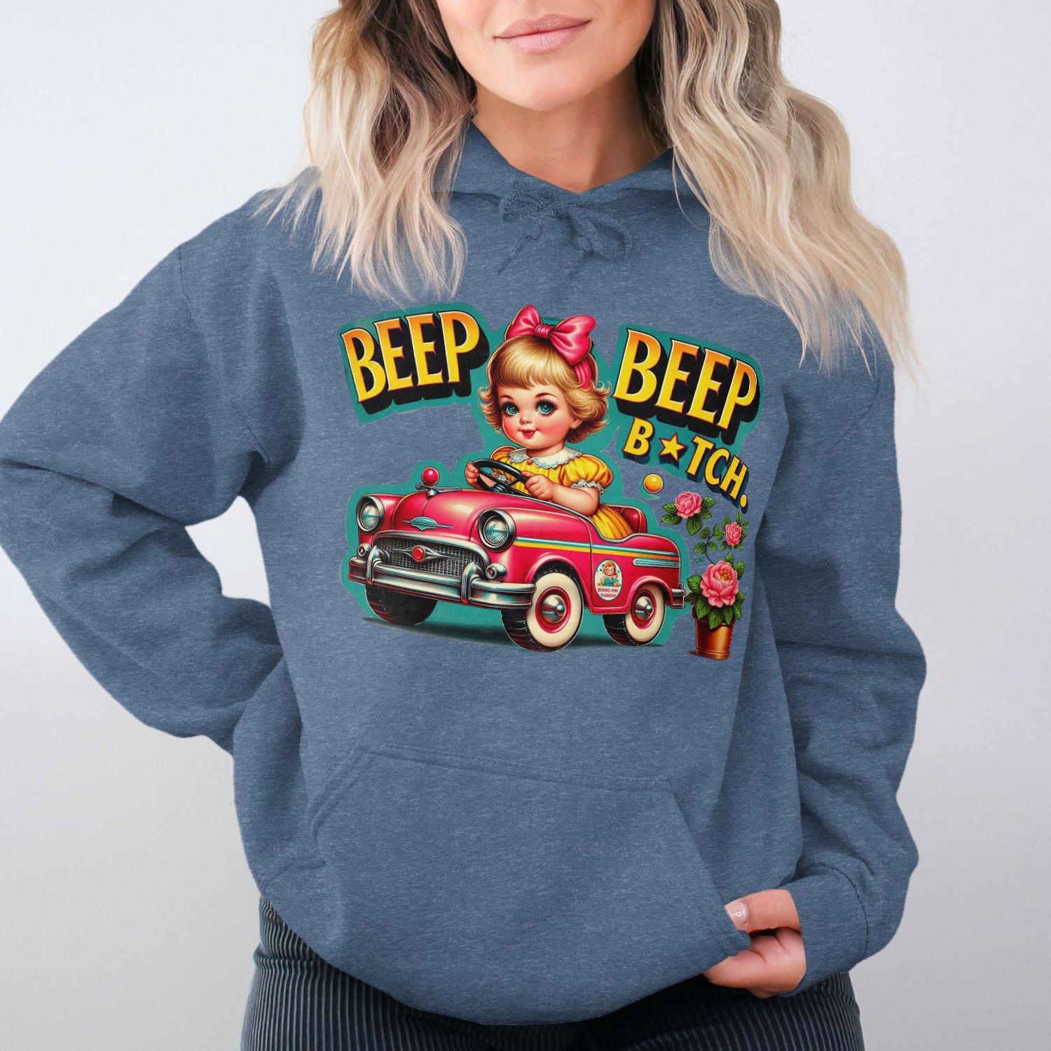 Vintage Cartoon Girl Car Ride Adult Humor Hoodies