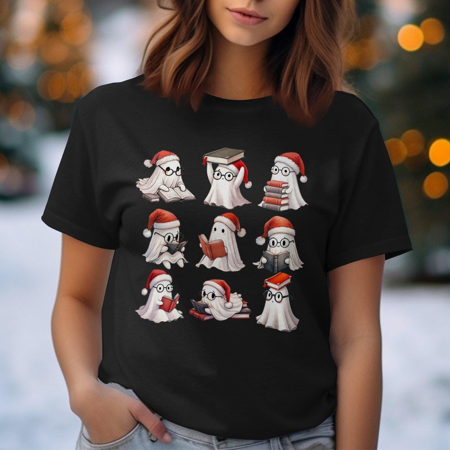 Cute Festive Ghosts Reading Books Comfort Colors T-Shirts