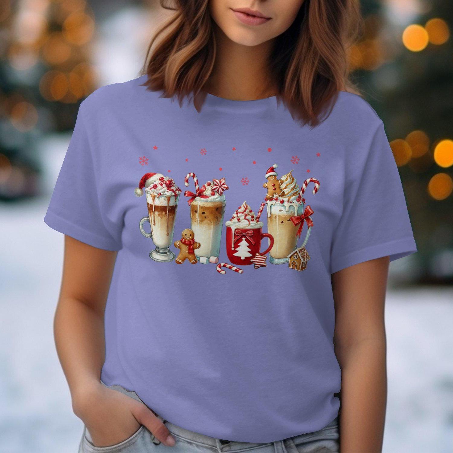 Christmas Coffee and Gingerbread Design Comfort Colors T-Shirts