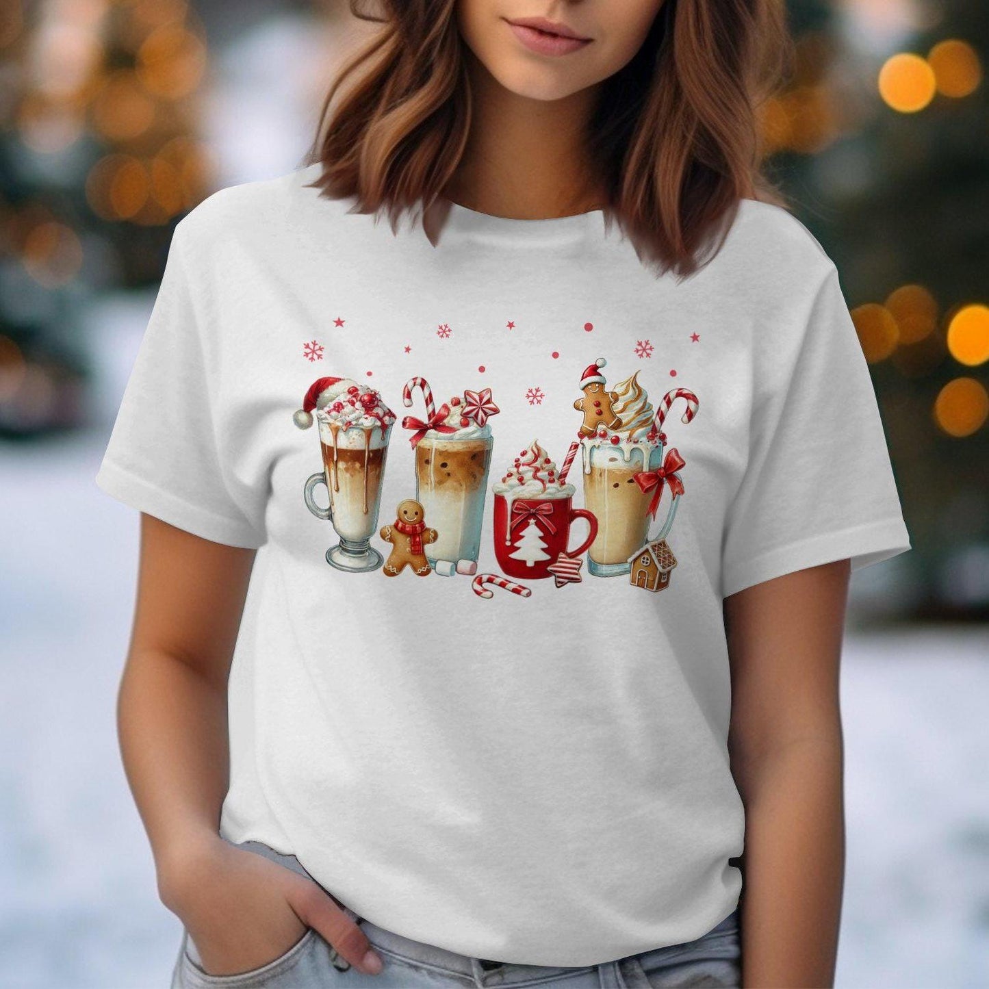 Christmas Coffee and Gingerbread Design Comfort Colors T-Shirts