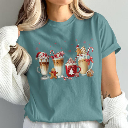 Christmas Coffee and Gingerbread Design Comfort Colors T-Shirts
