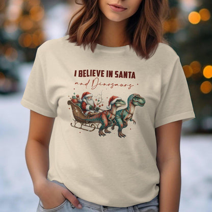 I Believe in Santa and Dinosaurs Comfort Colors T-Shirts
