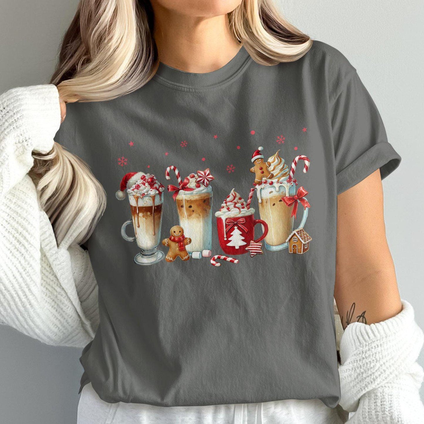 Christmas Coffee and Gingerbread Design Comfort Colors T-Shirts