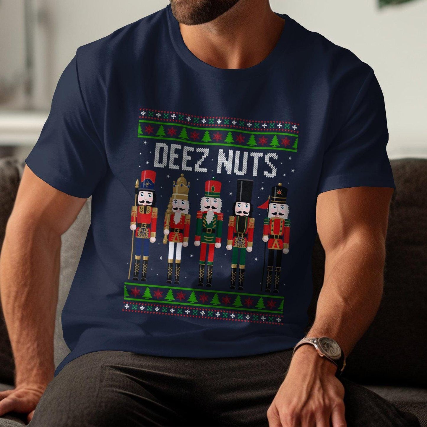Funny Deez Nuts Nutcracker T-Shirt, Christmas Adult Humor Shirt, Hilarious Holiday Graphic Tee, Inappropriate Xmas Gift