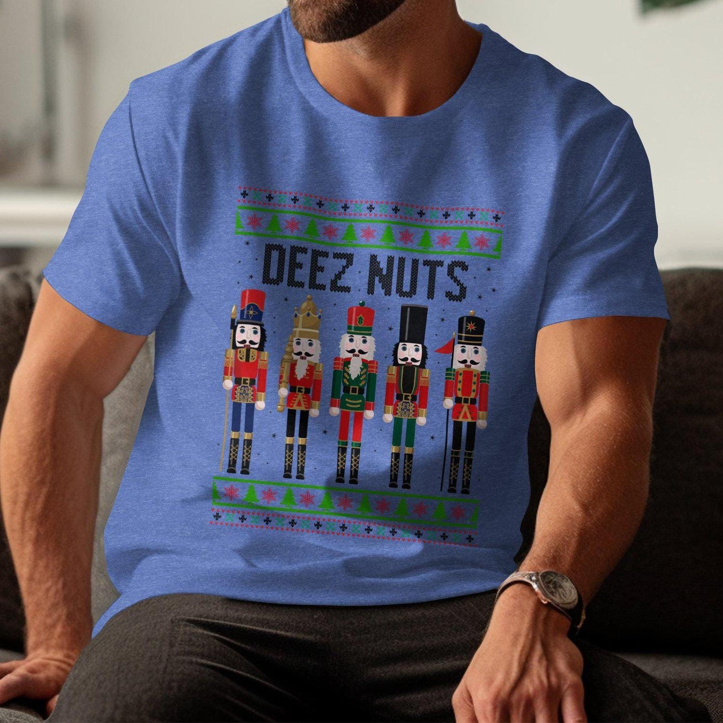 Funny Deez Nuts Nutcracker T-Shirt, Christmas Adult Humor Shirt, Hilarious Holiday Graphic Tee, Inappropriate Xmas Gift